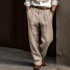Pantalon homme à rayures, coupe ajustée d'esprit rétro, beige