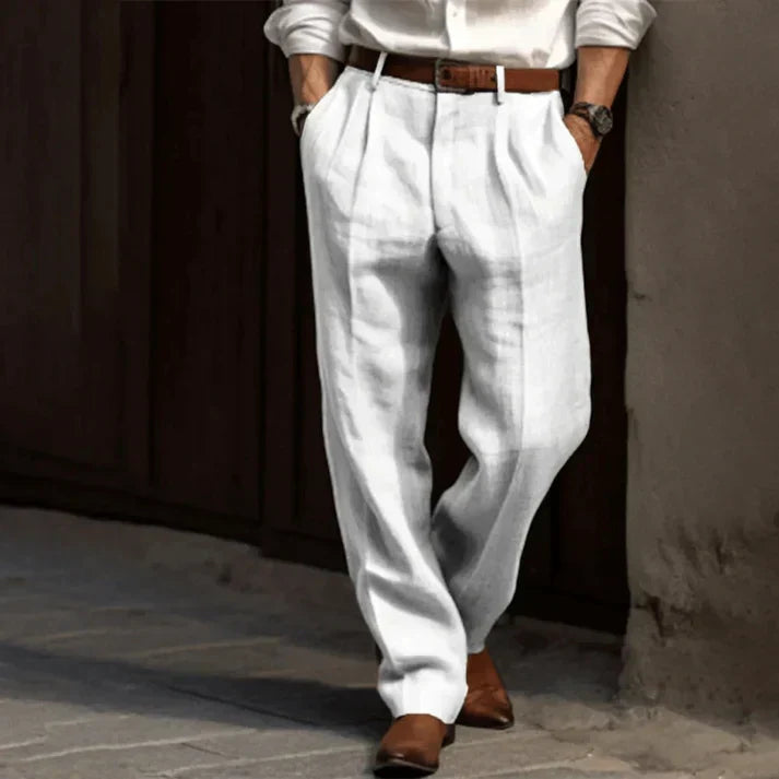 Pantalon homme style rétro, coupe ajustée, quatre coloris, blanc
