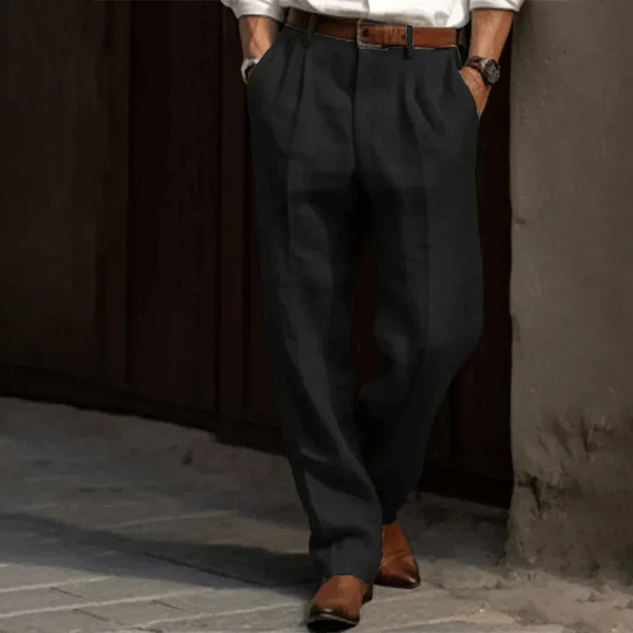 Pantalon homme style rétro, coupe ajustée, quatre coloris, noir