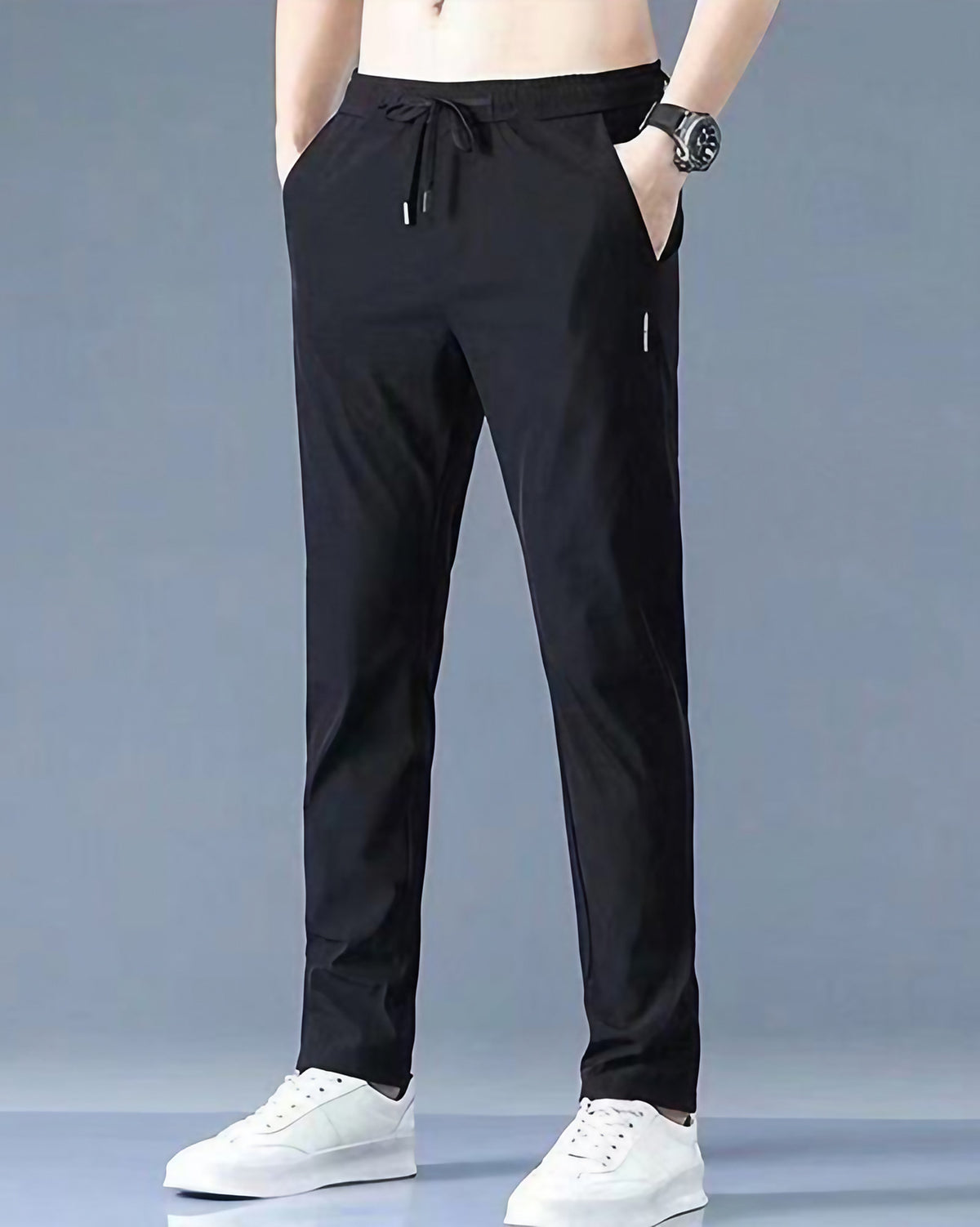 Pantalon homme à séchage rapide multipoches, du M au 5XL, noir