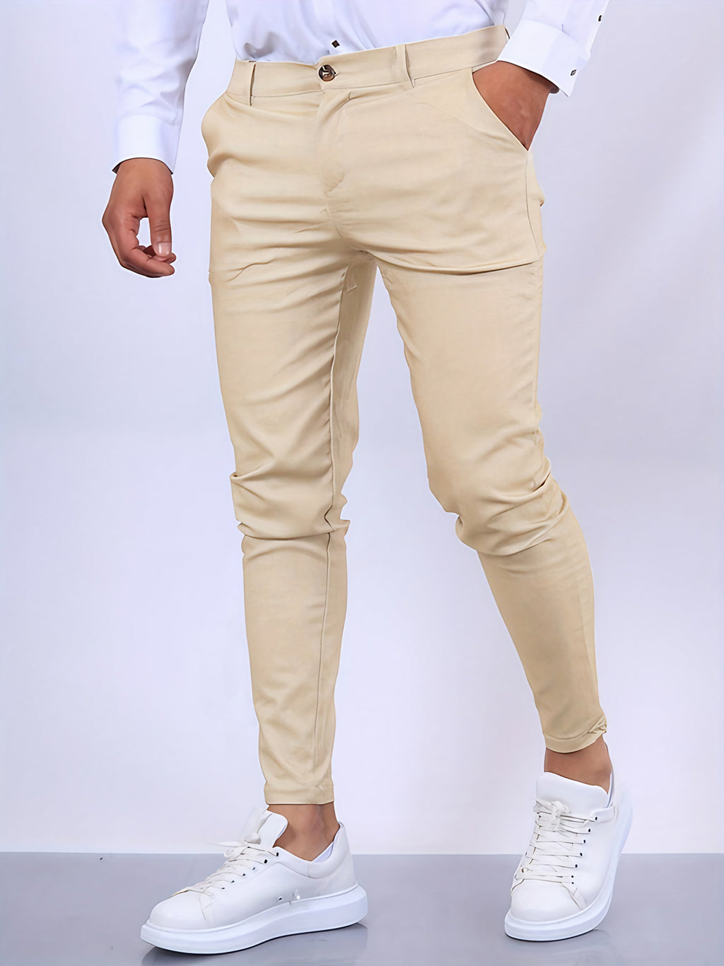 Pantalon de ville homme coupe slim, sept coloris, du XS au 3XL, abricot