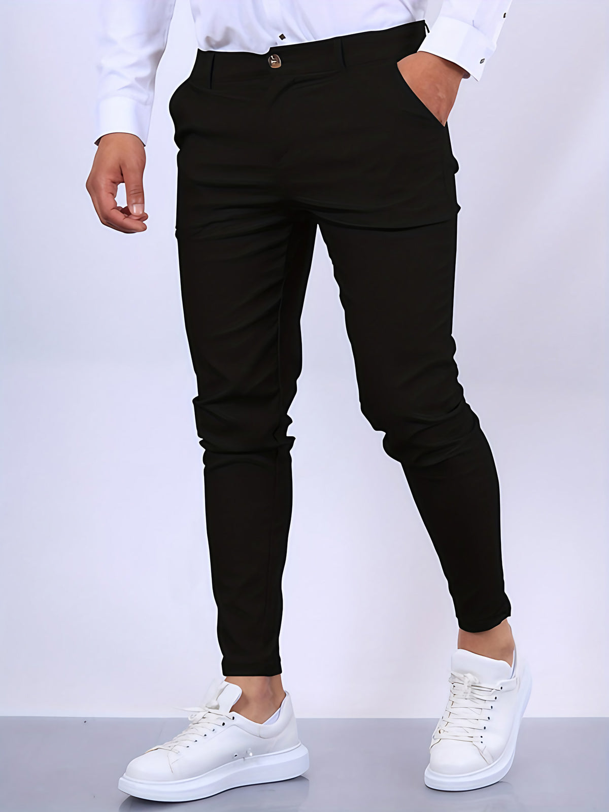 Pantalon de ville homme coupe slim, sept coloris, du XS au 3XL, noir