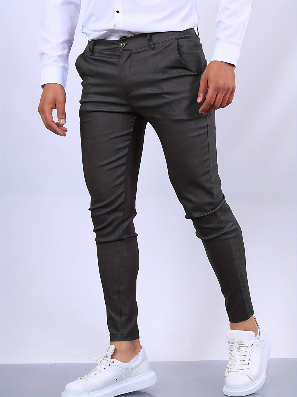 Pantalon de ville homme coupe slim, sept coloris, du XS au 3XL, gris foncé