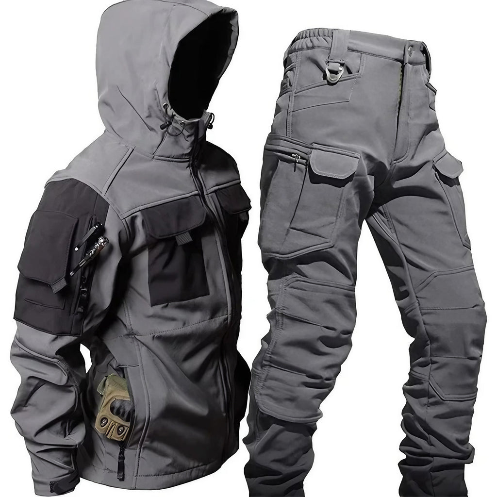 Pantalon imperméable homme avec capuche, trois coloris, S au L, gris