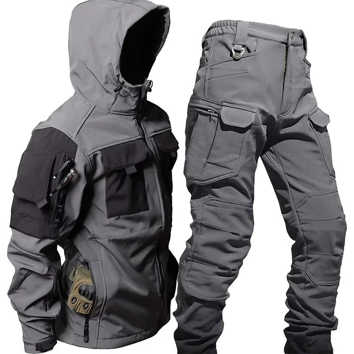 Pantalon imperméable homme avec capuche, trois coloris, S au L, gris