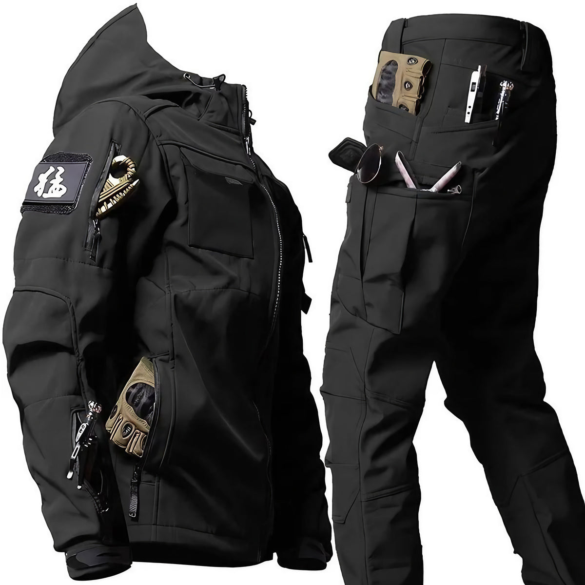 Pantalon imperméable homme avec capuche, trois coloris, S au L, noir