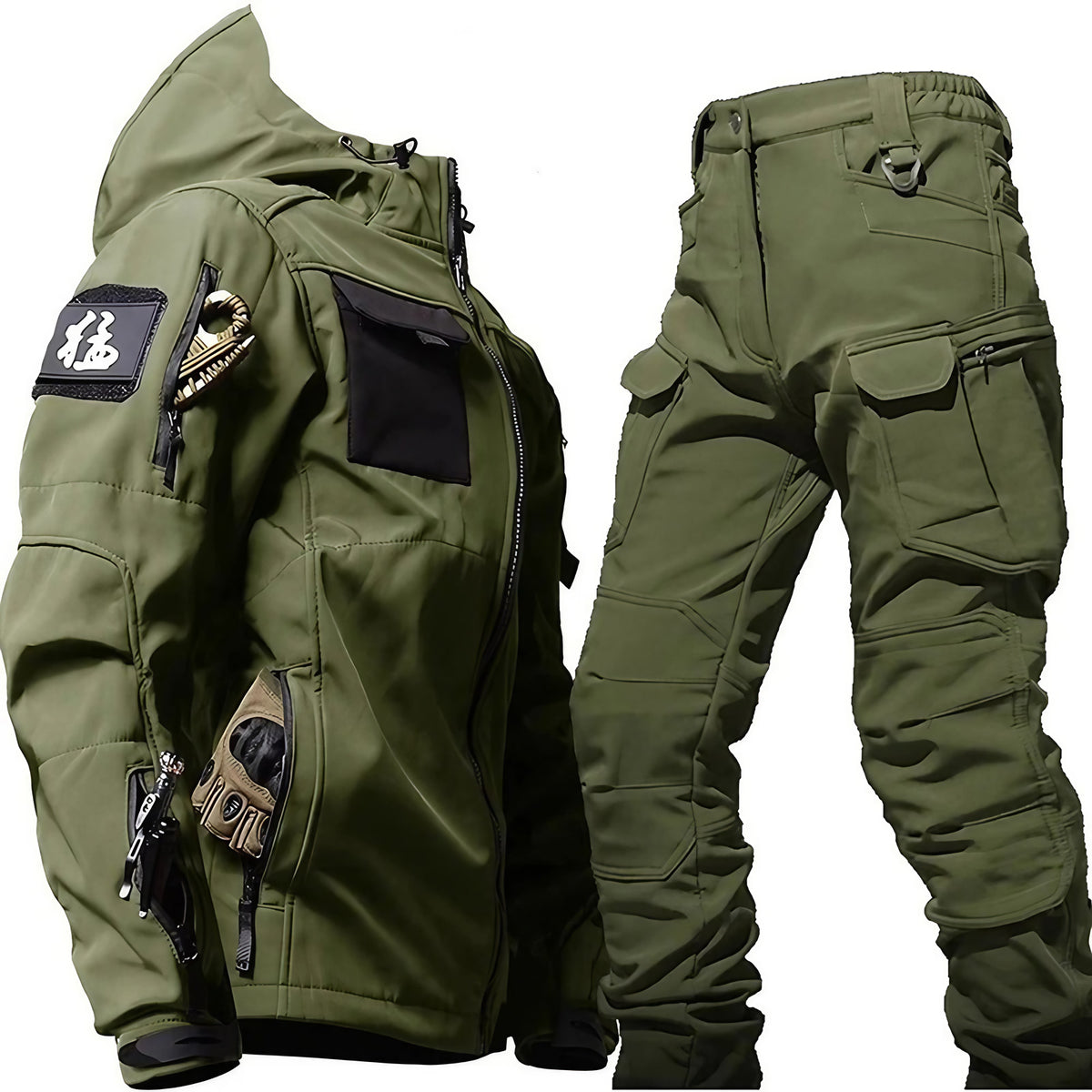 Pantalon imperméable homme avec capuche, trois coloris, S au L, vert