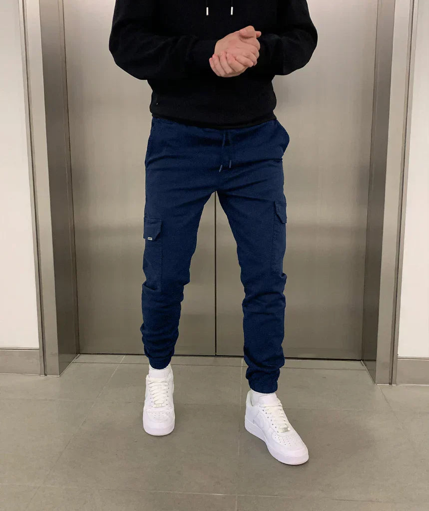 Pantalon jogger cargo homme ajusté, taille élastique, six coloris