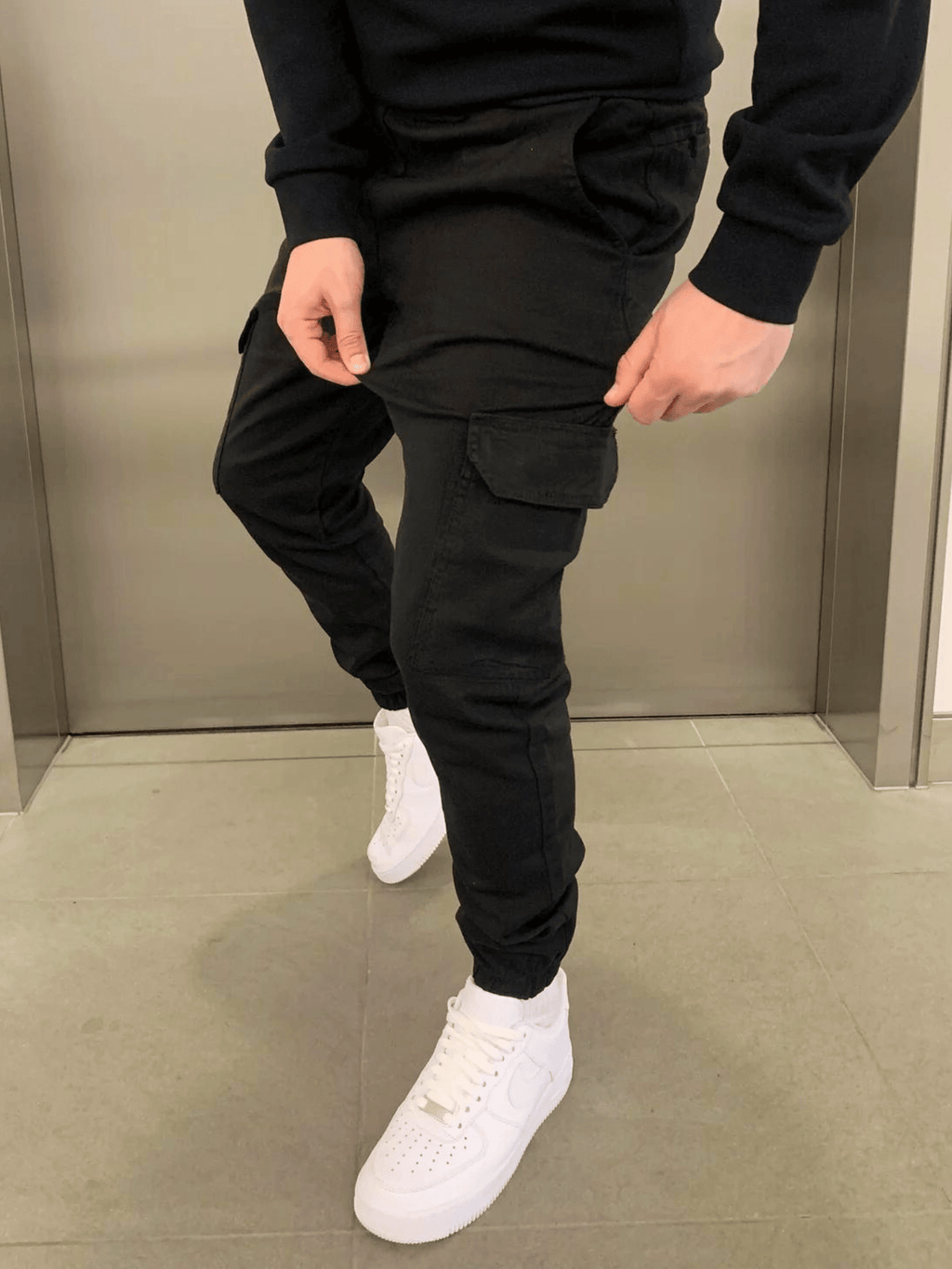 Pantalon jogger cargo homme ajusté, taille élastique, six coloris