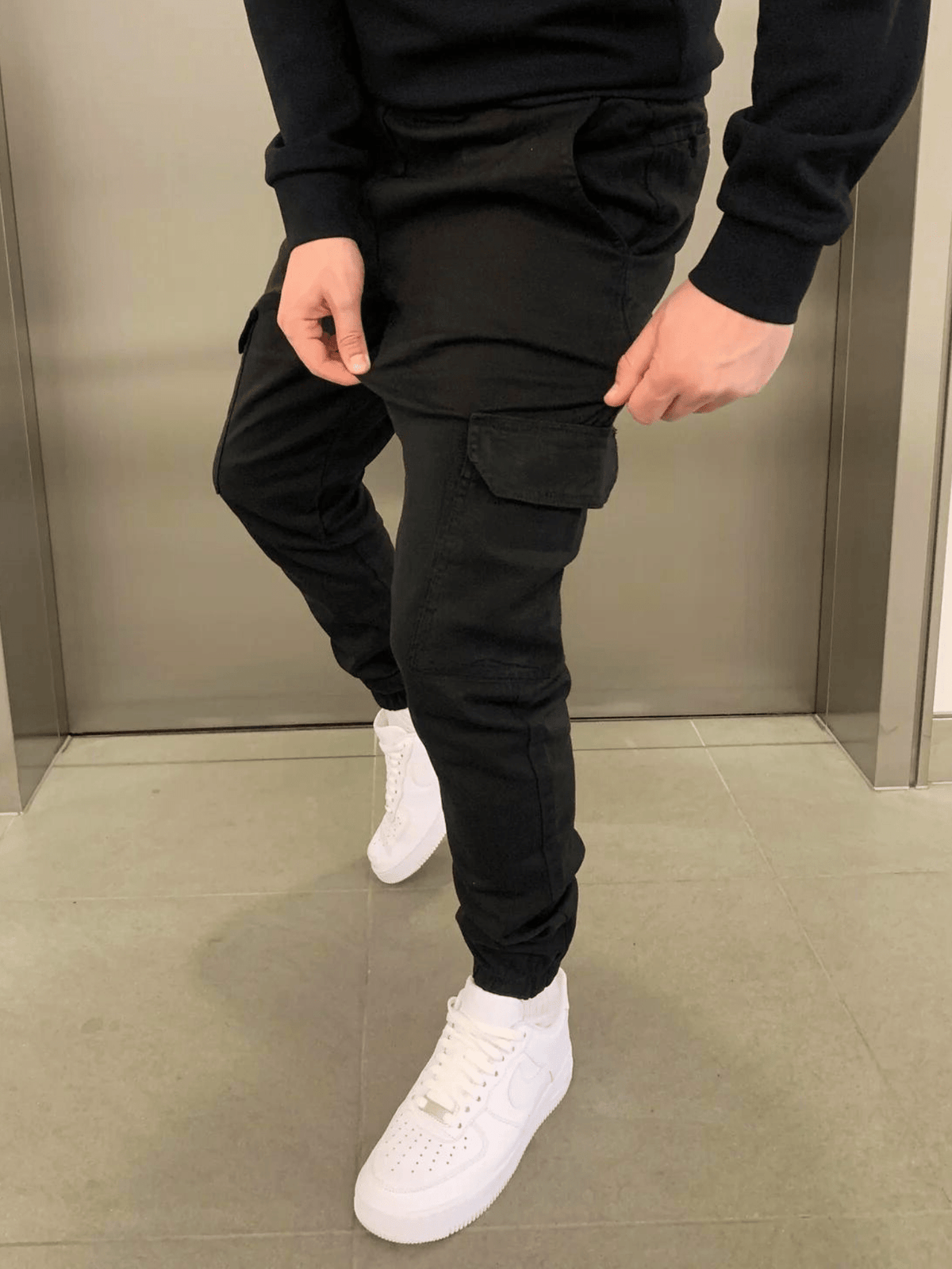 Pantalon jogger cargo homme ajusté, taille élastique, six coloris