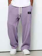 Pantalon homme texture gaufrée, coupe droite, dix coloris, violet