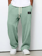 Pantalon homme texture gaufrée, coupe droite, dix coloris, vert