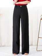 Pantalon large femme léger, blanc, beige ou noir, noir