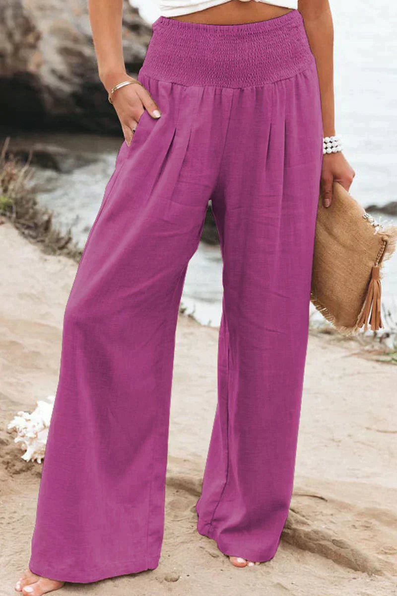 Pantalon large femme, coupe ample, six coloris, du XS au 4XL, rose