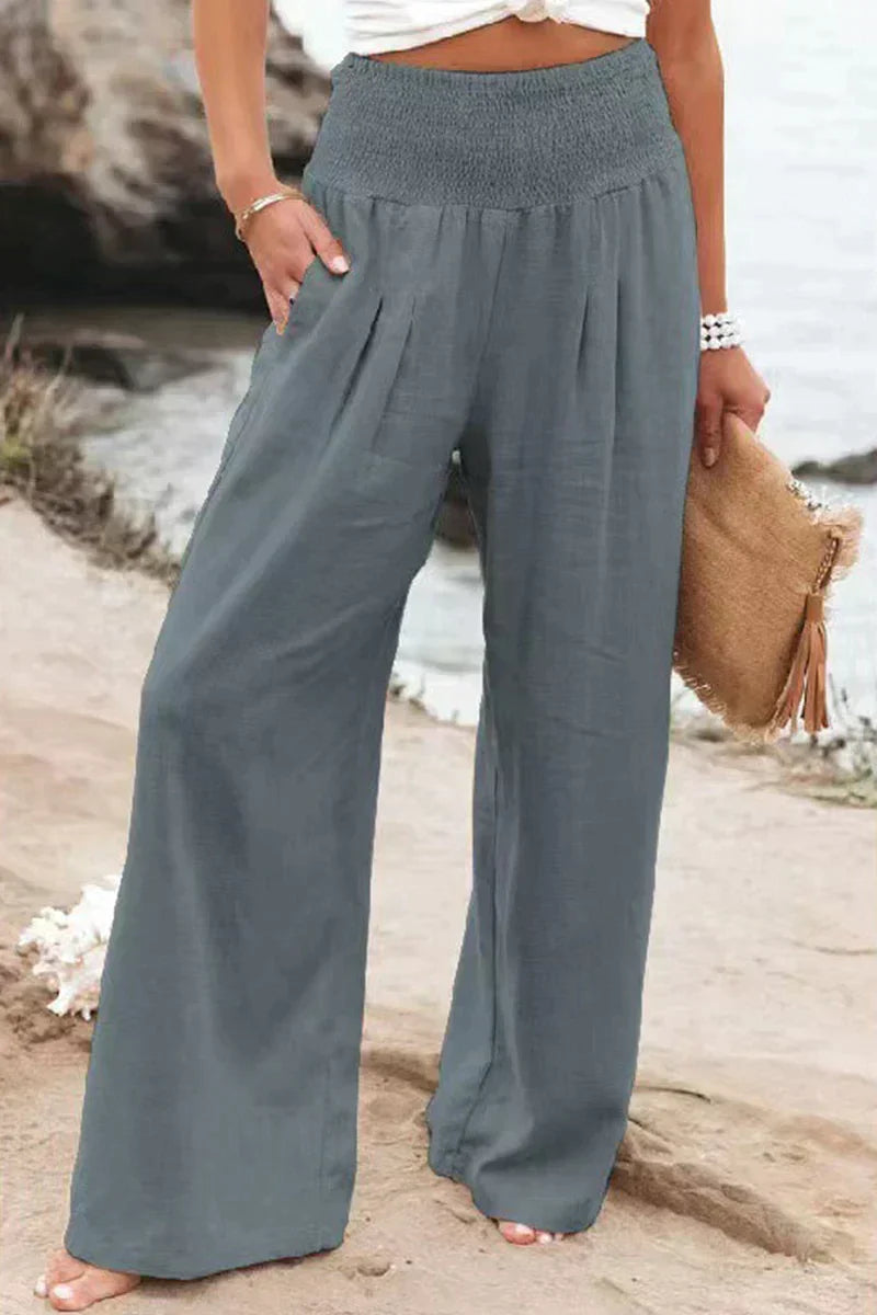 Pantalon large femme, coupe ample, six coloris, du XS au 4XL, gris