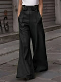 Pantalon jambe large femme, noir, vert ou rouge brique, noir