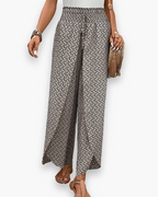 Pantalon large femme à imprimé graphique, gris, du S au 3XL