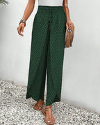 Pantalon large femme à jambe ample, noir, vert ou rouge