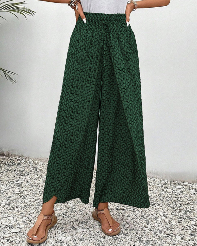Pantalon large femme à jambe ample, noir, vert ou rouge