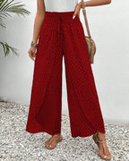 Pantalon large femme à jambe ample, noir, vert ou rouge, rouge