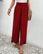 Pantalon large femme à jambe ample, noir, vert ou rouge