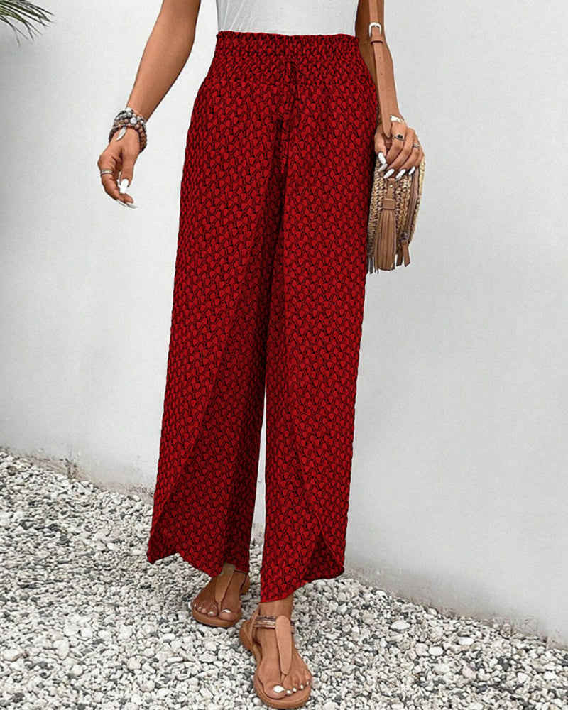 Pantalon large femme à jambe ample, noir, vert ou rouge