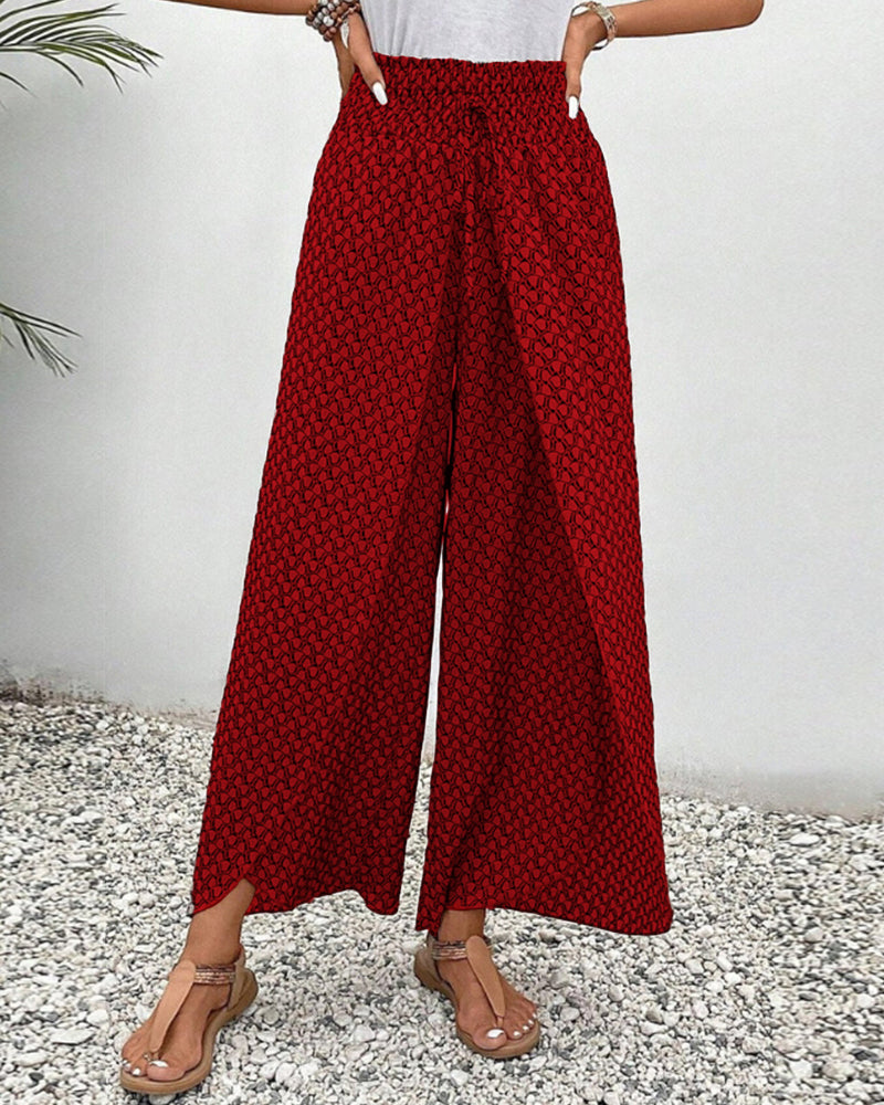 Pantalon large femme à jambe ample, noir, vert ou rouge