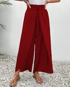 Pantalon large femme à jambe ample, noir, vert ou rouge
