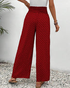 Pantalon large femme à jambe ample, noir, vert ou rouge
