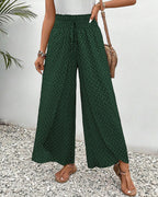 Pantalon large femme à jambe ample, noir, vert ou rouge, vert