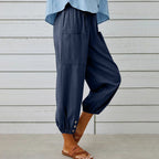 Pantalon large femme en coton, lin et élasthanne, du S au 5XL