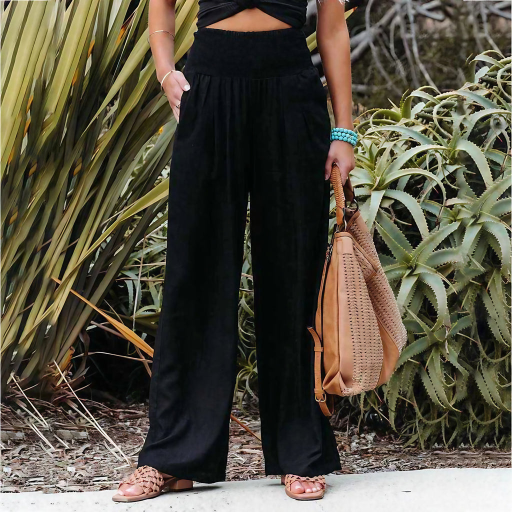 Pantalon large femme habillé, cinq coloris, du S au 3XL, noir