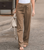 Pantalon large femme taille élastique à cordon, du S au 5XL, khaki