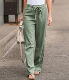 Pantalon large femme taille élastique à cordon, du S au 5XL, vert