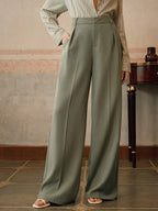 Pantalon large femme à plis, taille haute, douze coloris, vert menthe