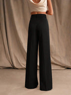 Pantalon large femme à plis, taille haute, douze coloris