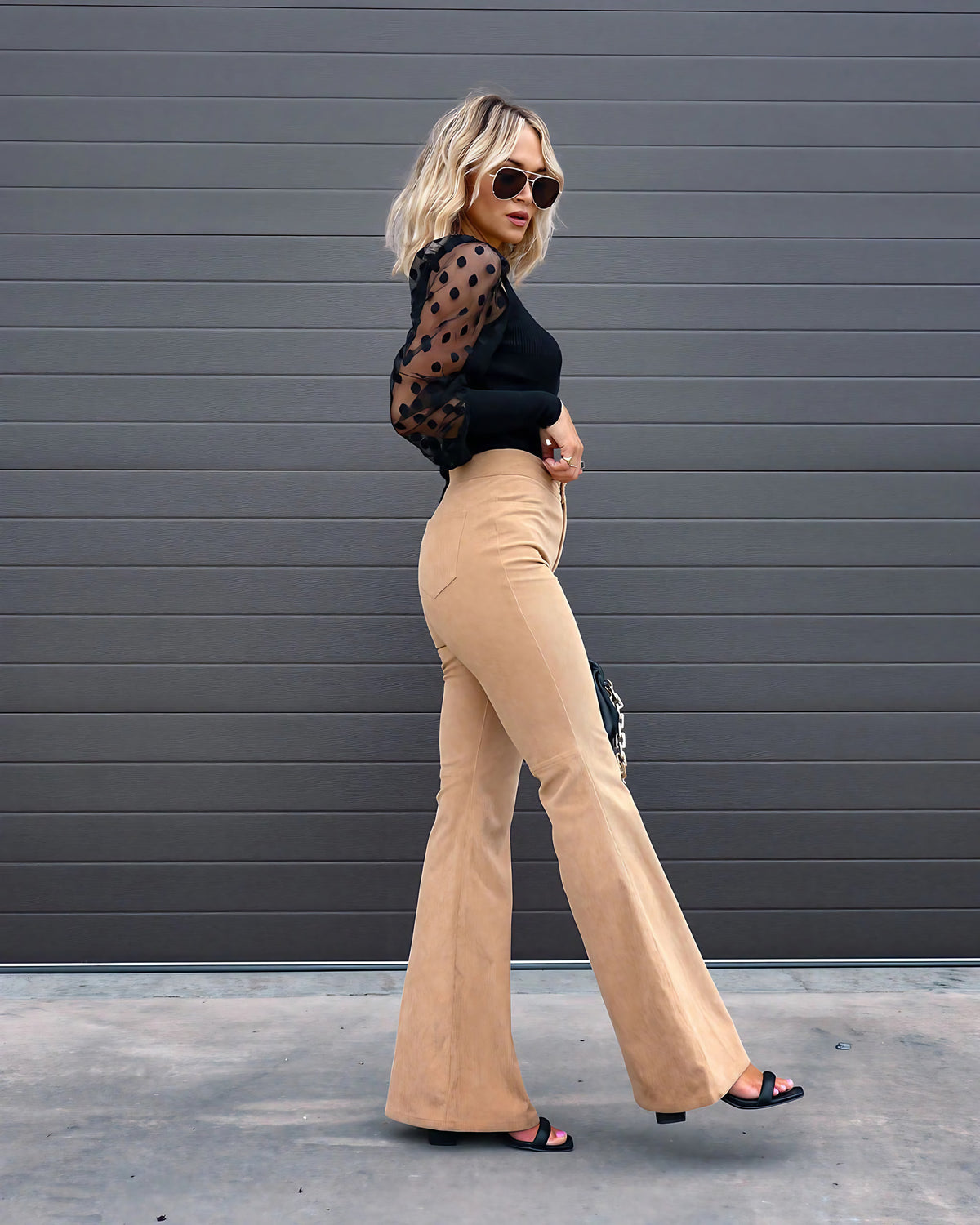 Pantalon large femme taille haute, bouton et zip, du S au 3XL, beige