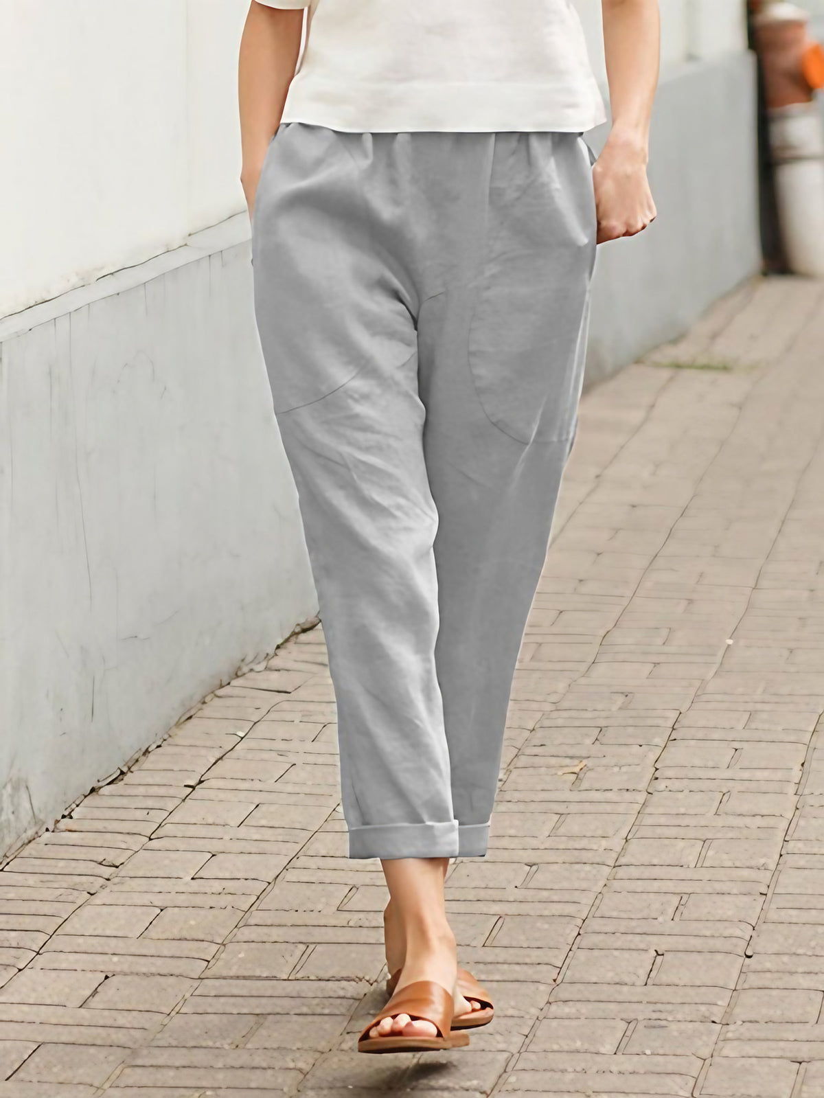 Pantalon large évasé femme, sept coloris, du 32 au 58, gris