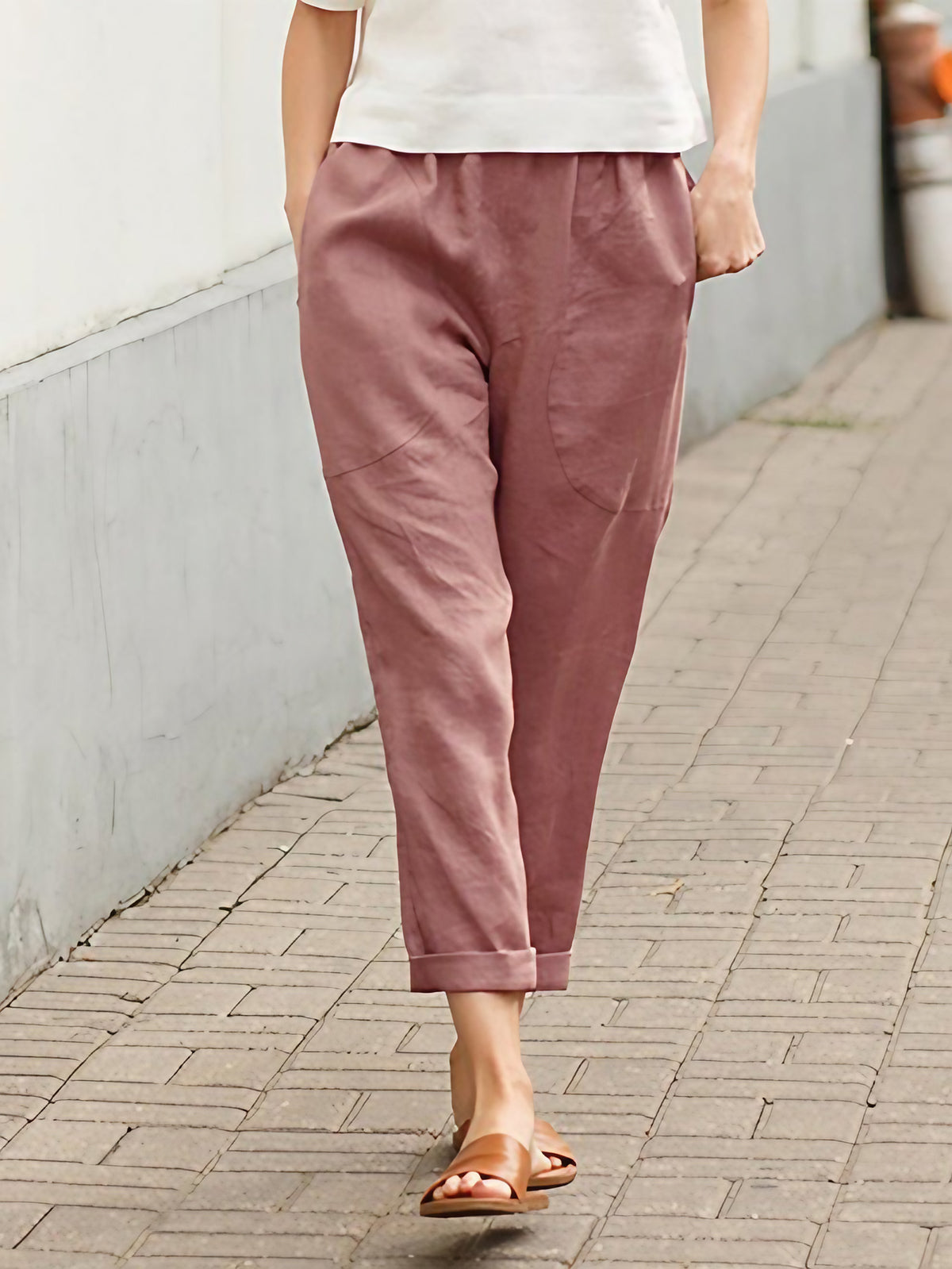 Pantalon large évasé femme, sept coloris, du 32 au 58, rouge