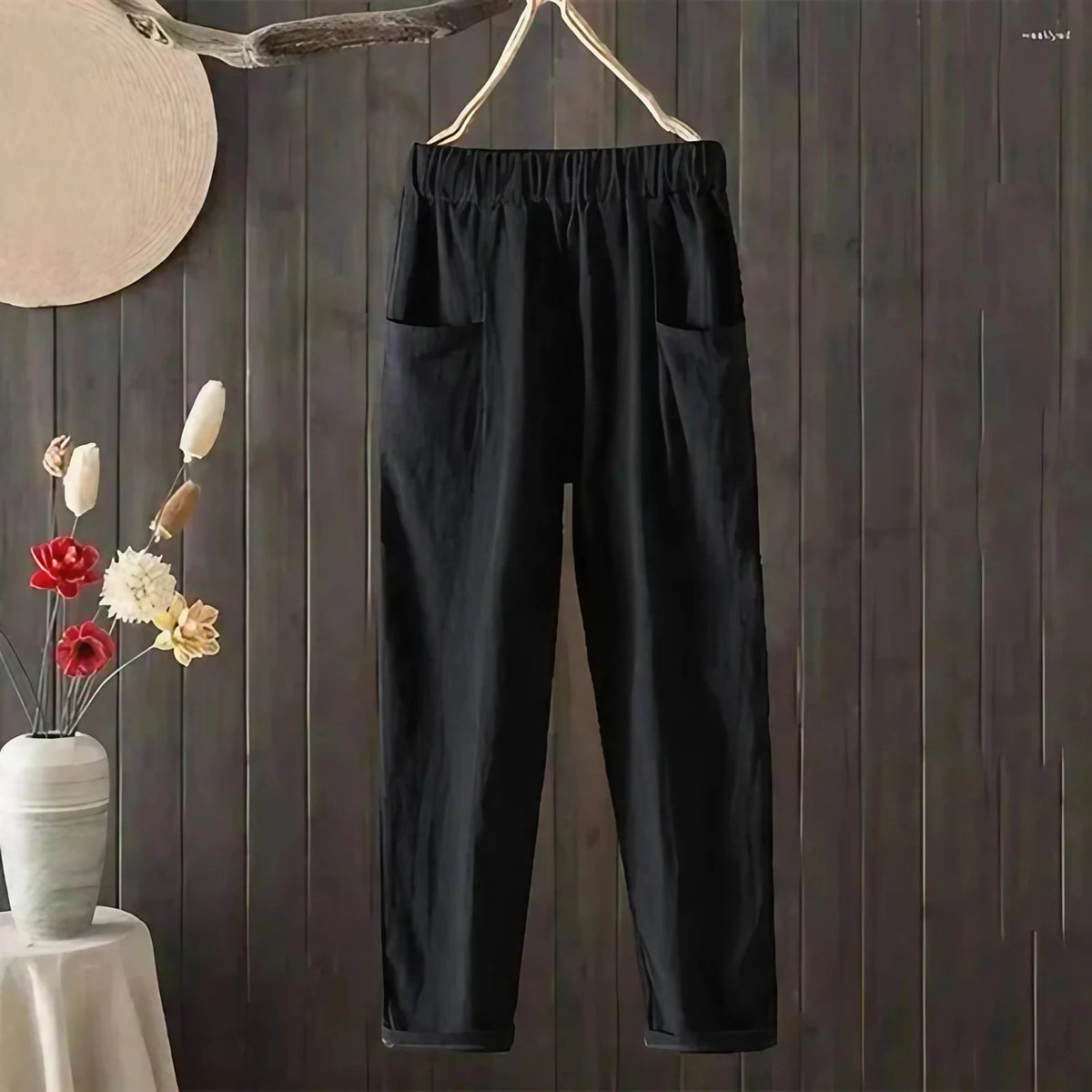 Pantalon large femme, six coloris, du M au 4XL, noir
