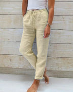 Pantalon ample femme à taille élastique, six coloris, du XS au 3XL, kaki