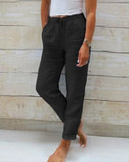 Pantalon ample femme à taille élastique, six coloris, du XS au 3XL, noir