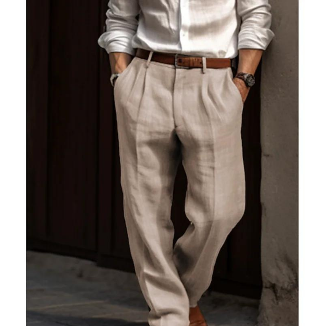 Pantalon d'été homme léger, coupe décontractée, poches latérales