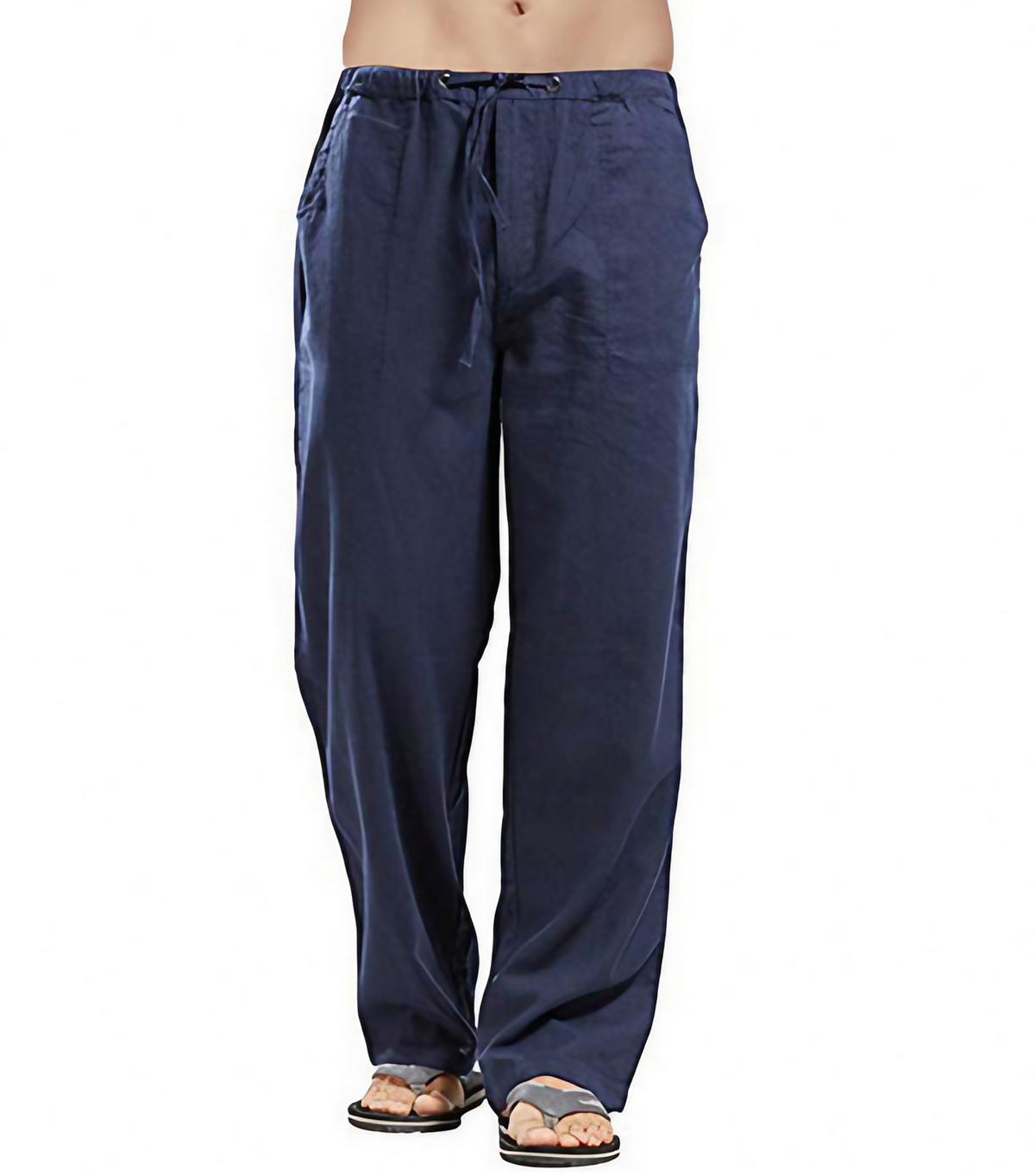 Pantalon d'été homme à taille élastique et poches, du S au 3XL, bleu marine