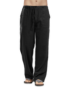 Pantalon d'été homme à taille élastique et poches, du S au 3XL, noir