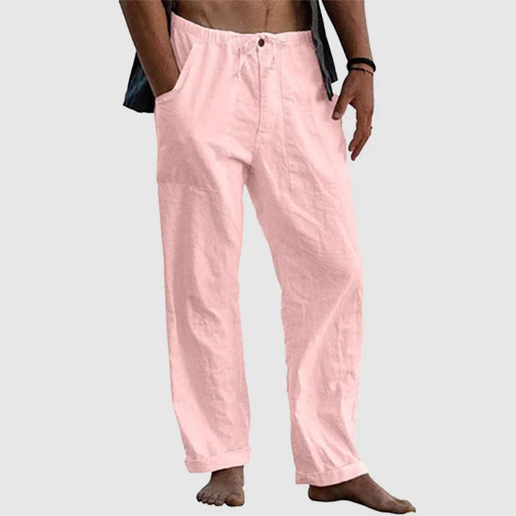 Pantalon homme décontracté à taille élastique, du M au 5XL, rose