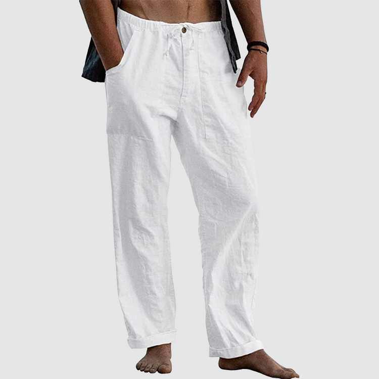 Pantalon homme décontracté à taille élastique, du M au 5XL, blanc