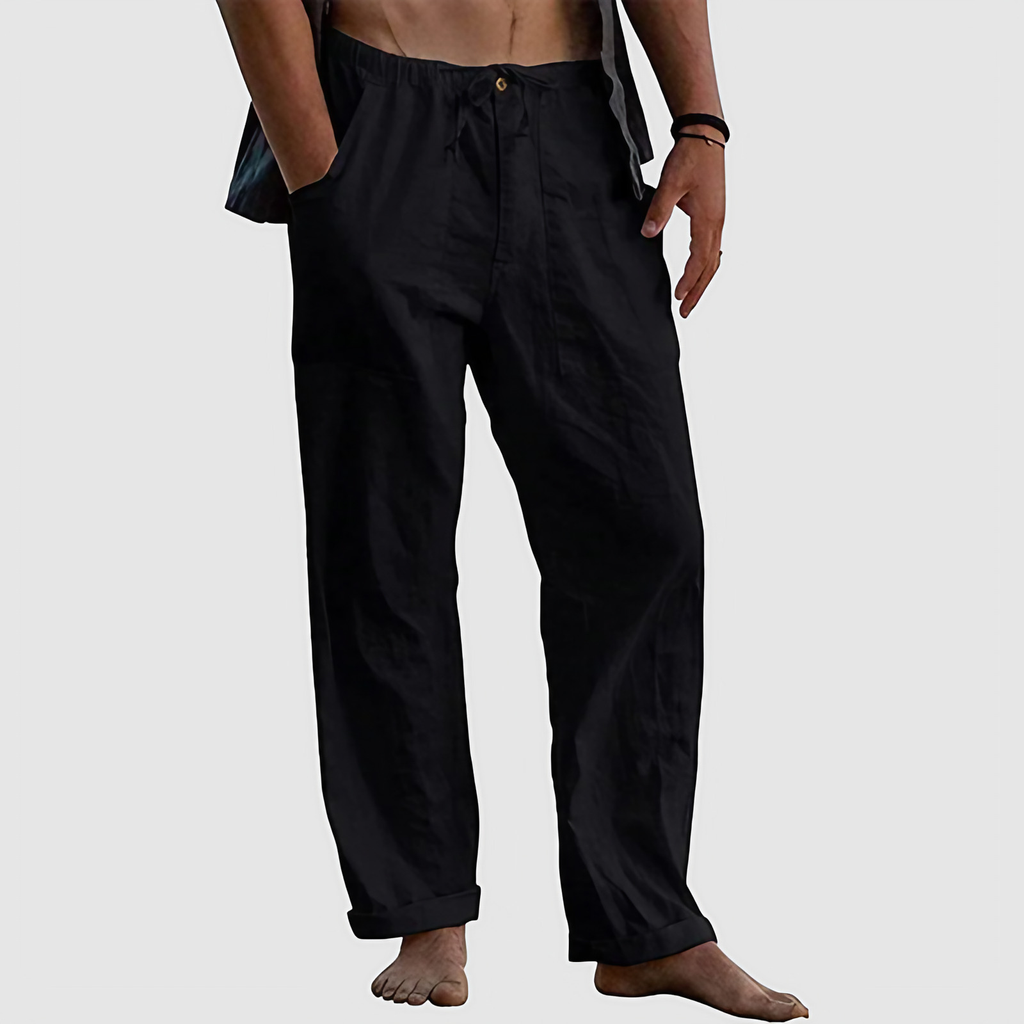 Pantalon homme décontracté à taille élastique, du M au 5XL, noir