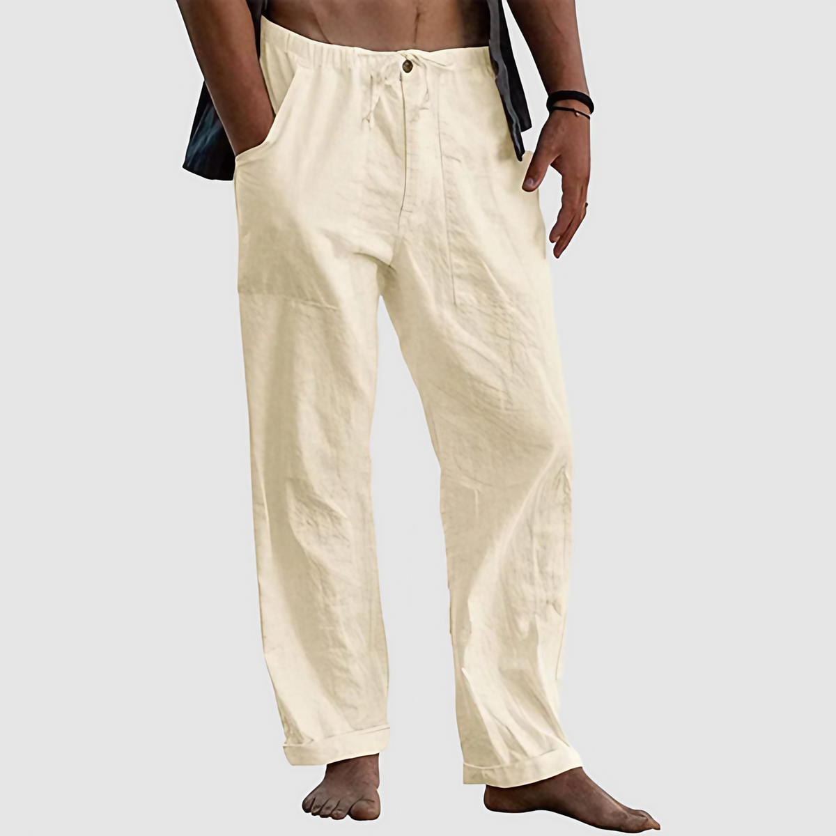 Pantalon homme décontracté à taille élastique, du M au 5XL, kaki