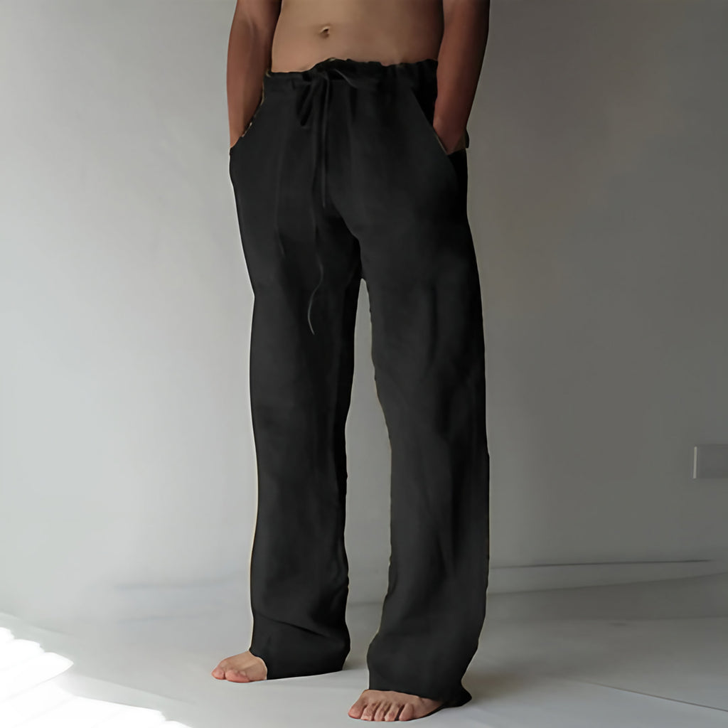 Pantalon homme léger pour l'été, sept coloris, du S au 5XL, noir